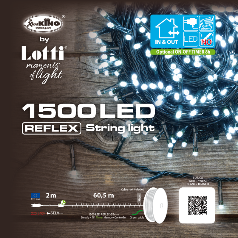 Cadena lineal 1500 LED blanco frío 60,5m en bobina