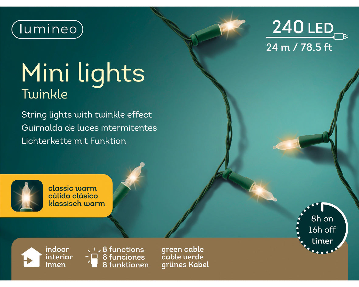 Luz LED Mini con 8 Funciones de Efecto Destello para Uso Interior L 2390 cm