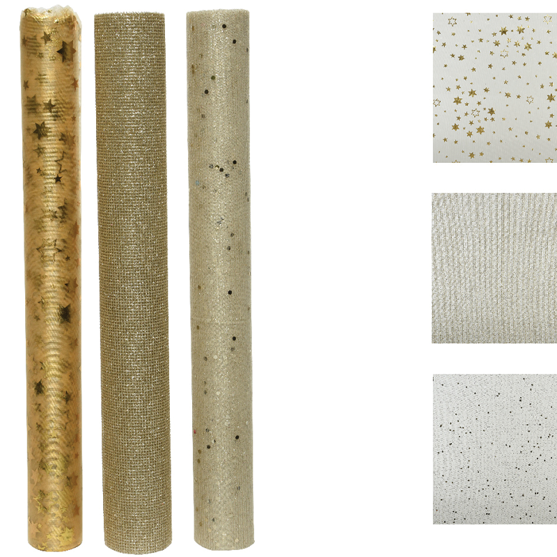 Rollo de tejido de poliéster Deco con motivos variados L200xP35 cm