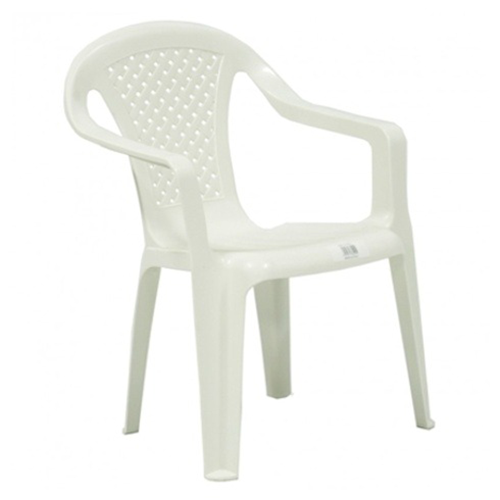 Silla infantil de plástico con brazos - Blanca - 38x38x52 cm