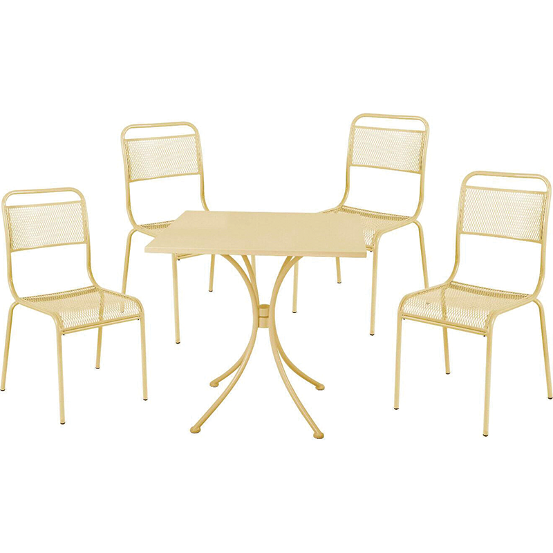 Cream Garden Set: Table 72x70xh72cm And 4 Chairs 41x36xh90cm