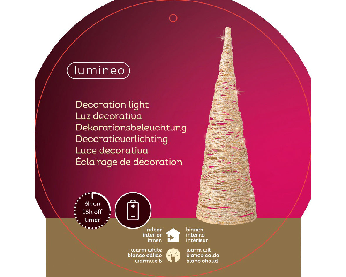 Lámpara de Micro LED cono de papel estable para interiores H 38 Ø 11.5 cm