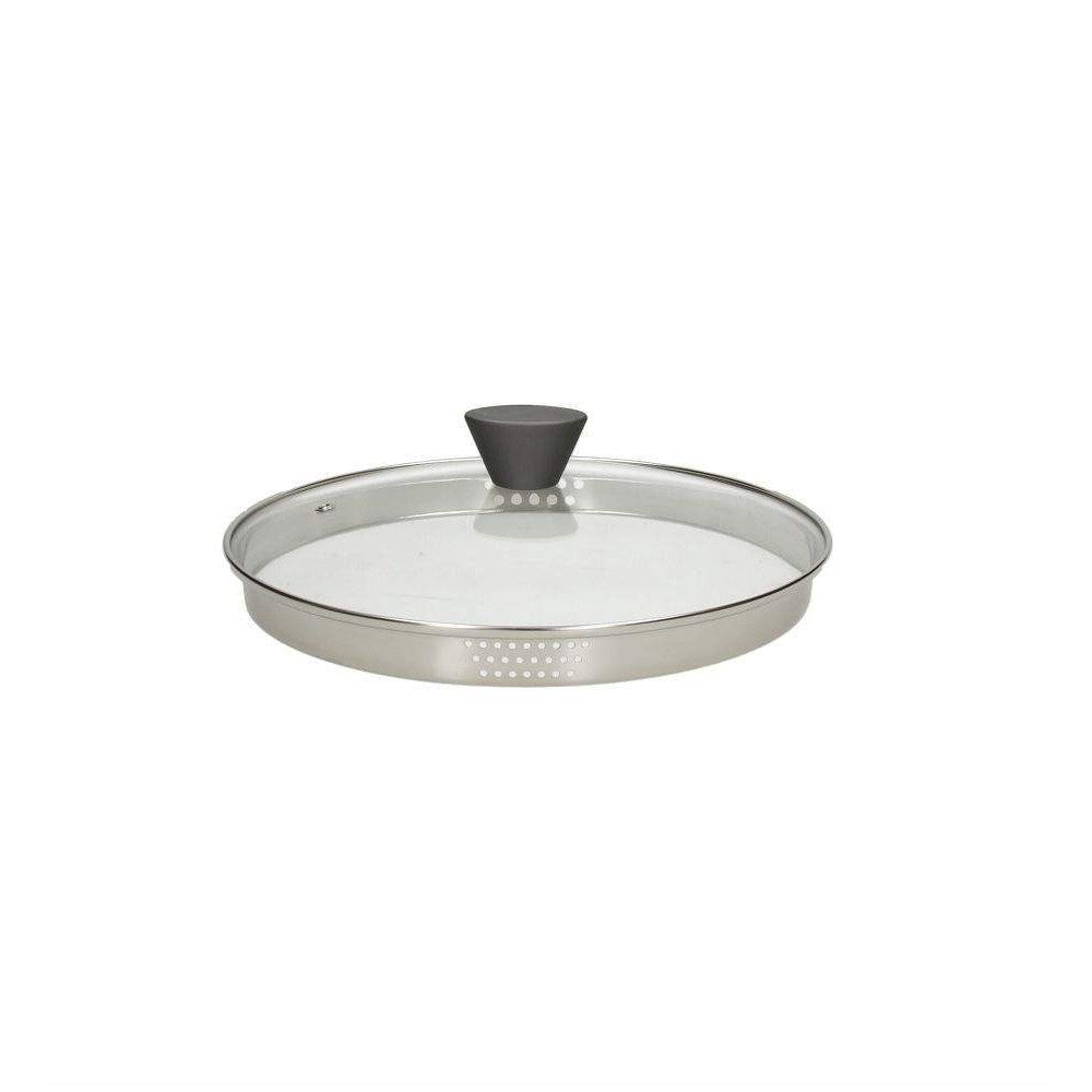 Tapa Colador Borde Acero 16 Cm Cristal Transparente