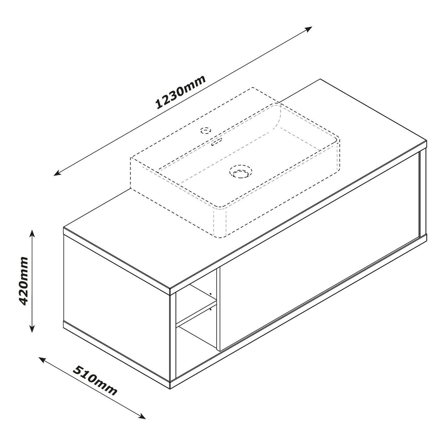 Bathroom Sink Base with Sink - 123x42x51 cm