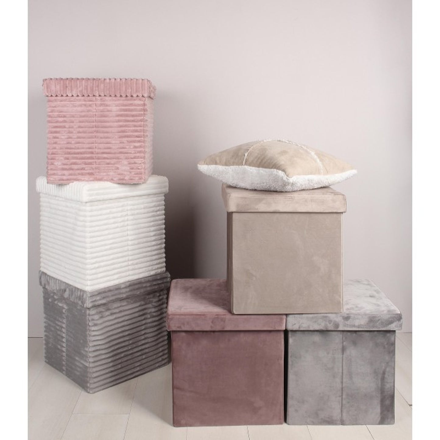 Pouf Sedona 38x38x38 cm velluto grigio