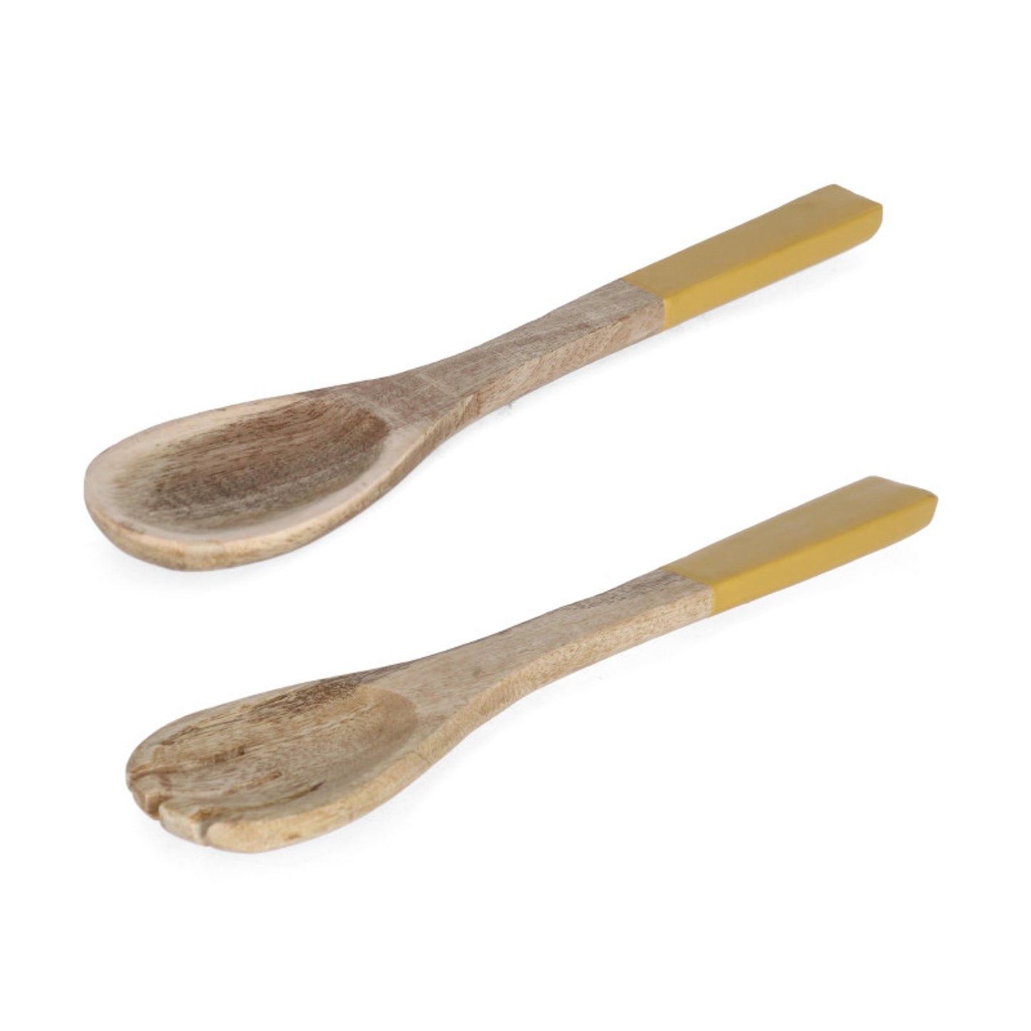 Posate insalata in legno arancione H28