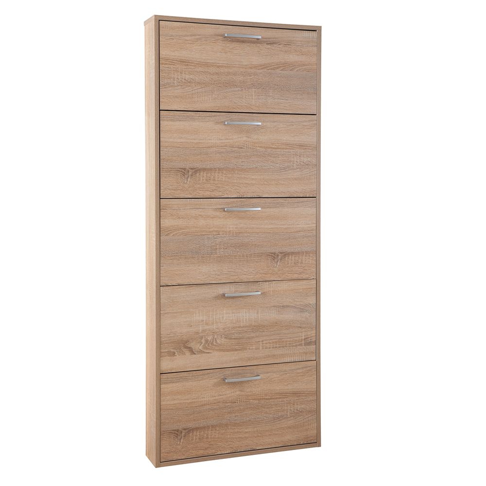 Zapatero Lamia 5 solapas 65x15x173,5h cm roble artesanal