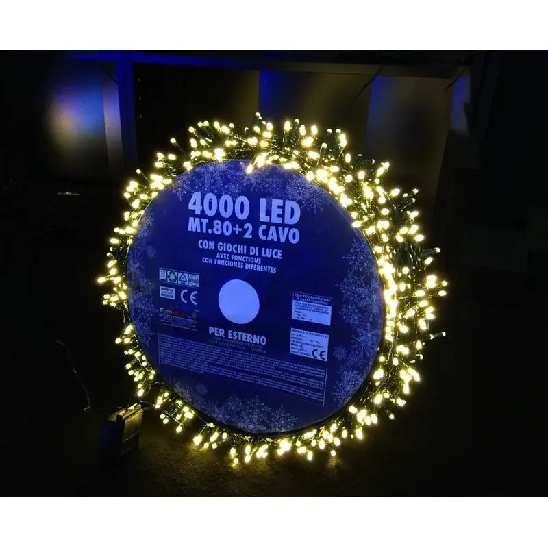 Catena 4000 LED bianco caldo - 80 mt + 2 mt cavo (con controller e memory)