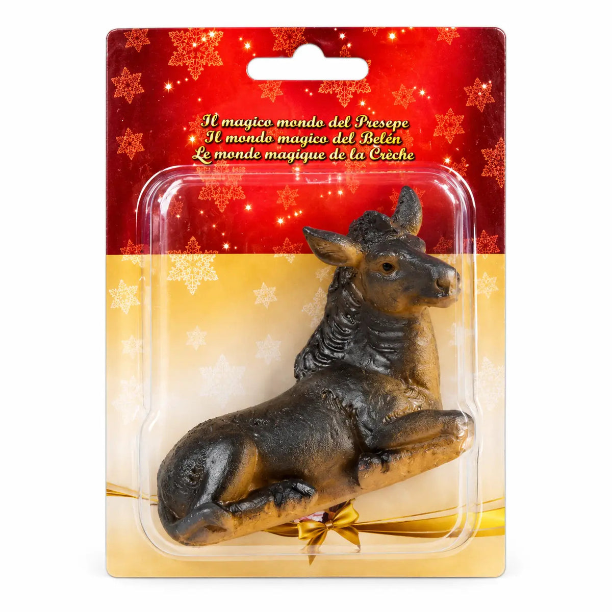 Statuetta asino per presepe in resina h 15 cm in blister
