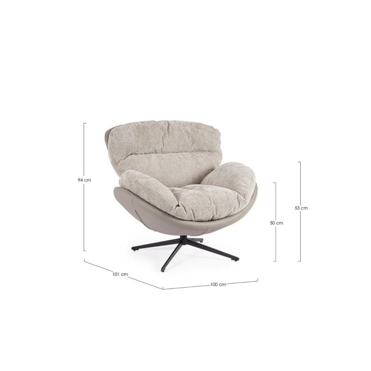 Poltrona Adinda grigio scuro/tortora cm 100x101x94 h