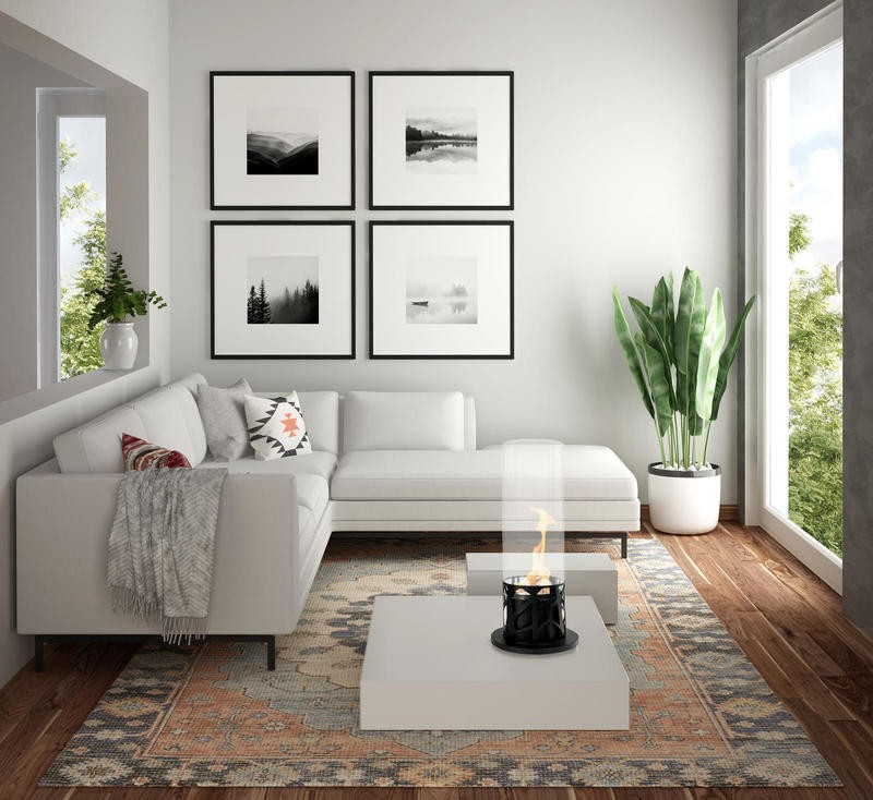 Black Freestanding Bioethanol Fireplaces 20.3cm x 20.3cm x 50cm