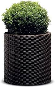 Jarrón de jardín redondo marrón 44 x 44.3 cm