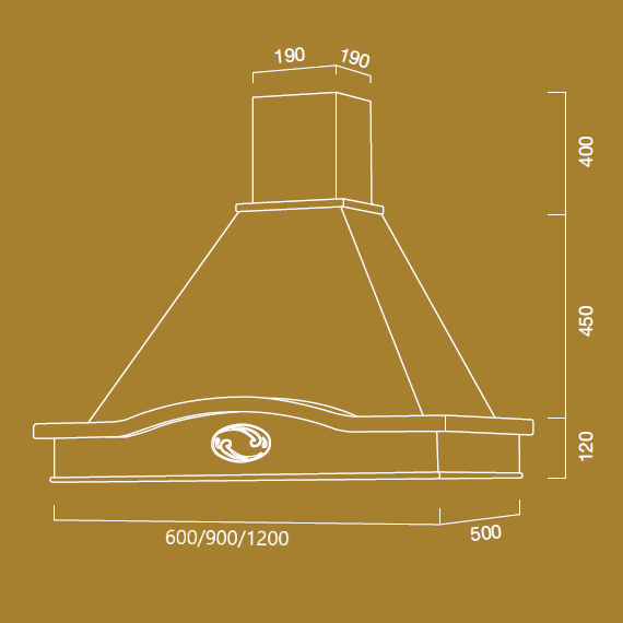 LUCREZIA extractor hood in white stainless steel and 90 cm ash-coloured wooden frame