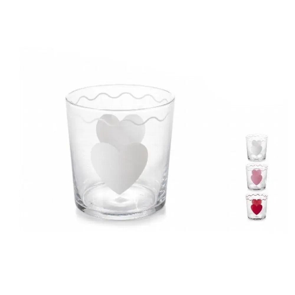 Herzverzierter Glasbecher 35cl