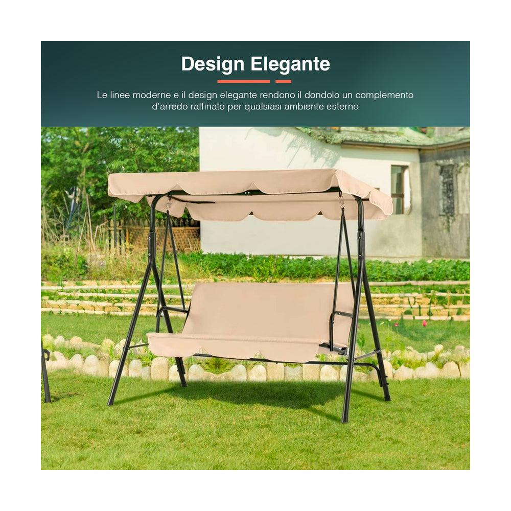 Dondolo Painted Steel, Beige Polyester Fabric