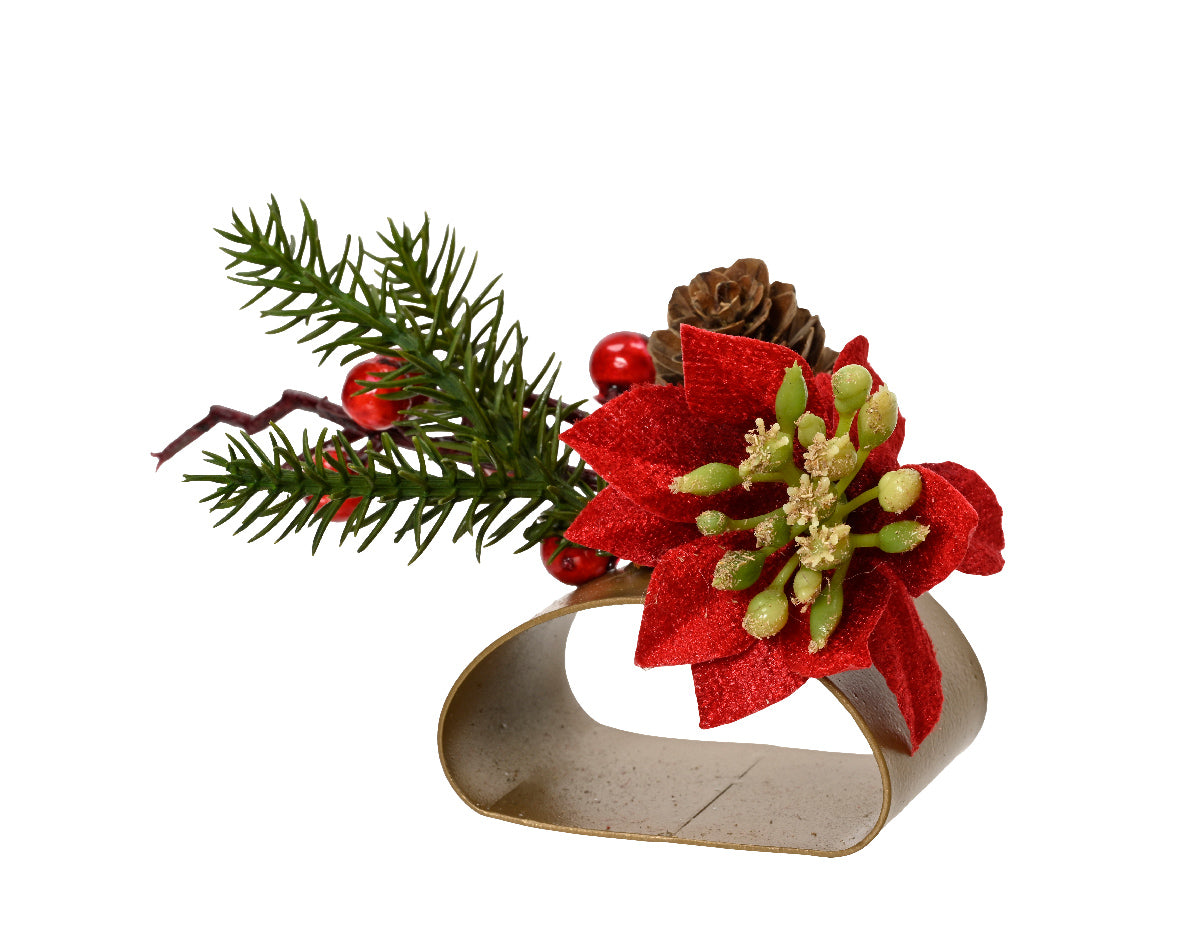 Classic Napkin Holder with Christmas Stars, Pinecones, and Berries L 8 x W 7 x H 10 cm