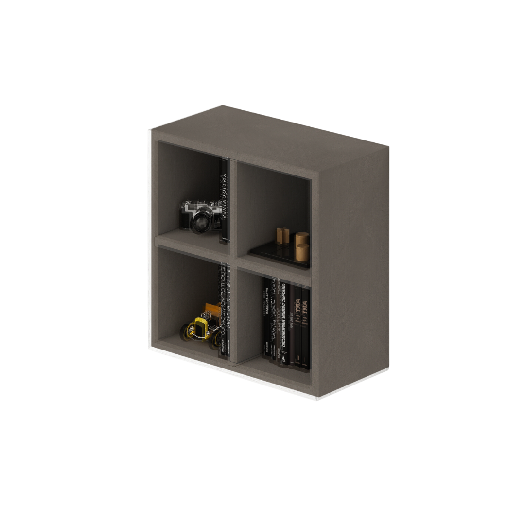 Wall-Mounted Cabinet with Door, 4 Compartments, Mud Color H60x60x30cm