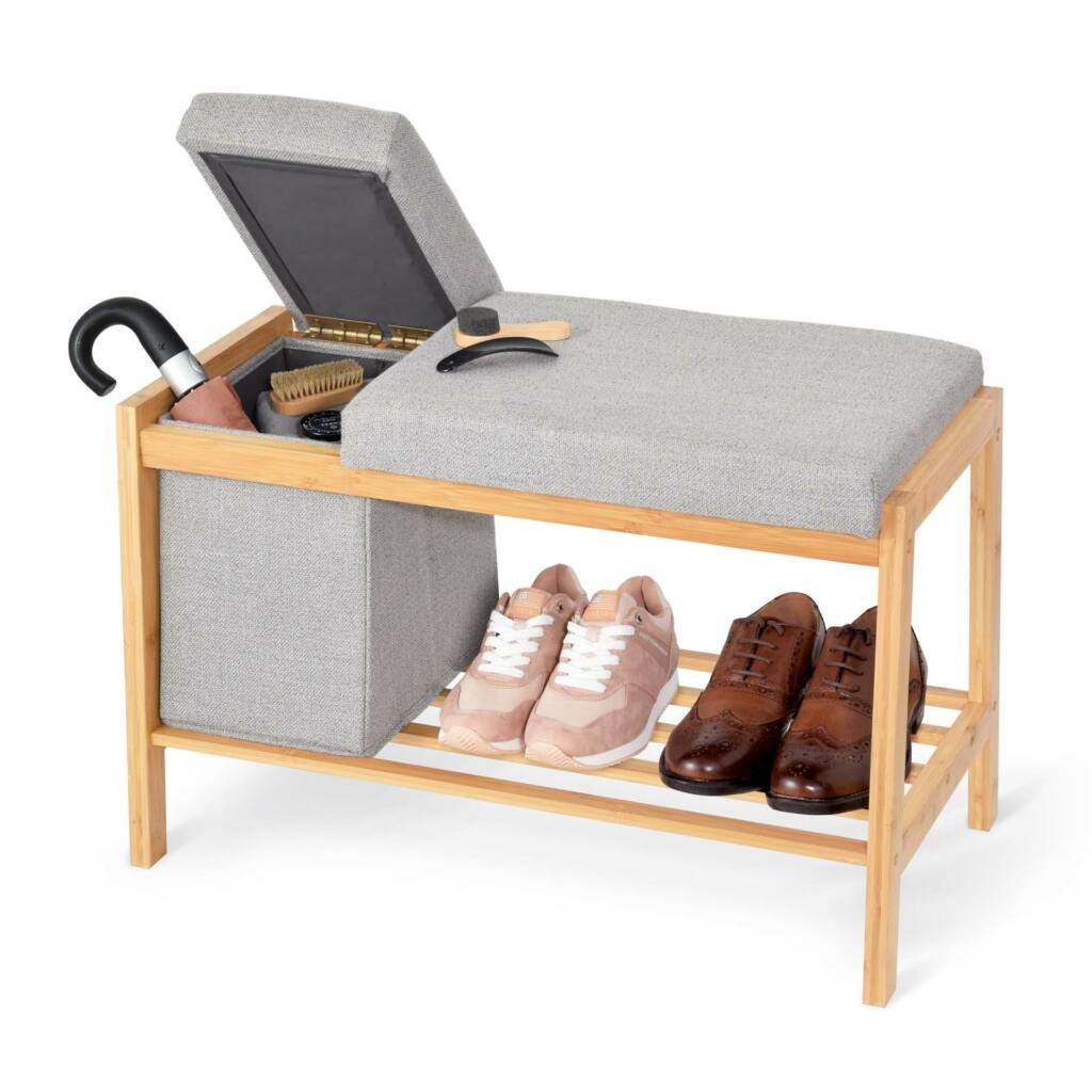 Wooden bench with container