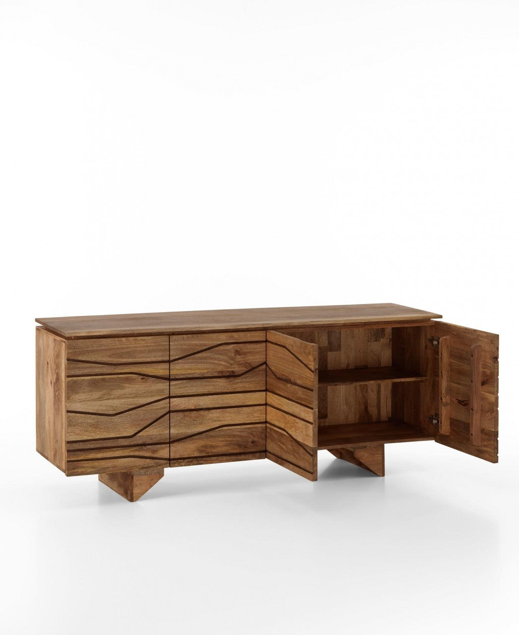 Ethnic Mango Wood Brown Sideboard - 177 x 45 x 75 cm