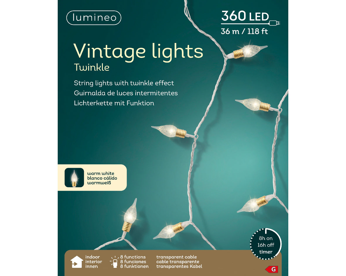 Lámpara vintage LED con efecto parpadeo de 8 funciones para uso interior L 3590 cm