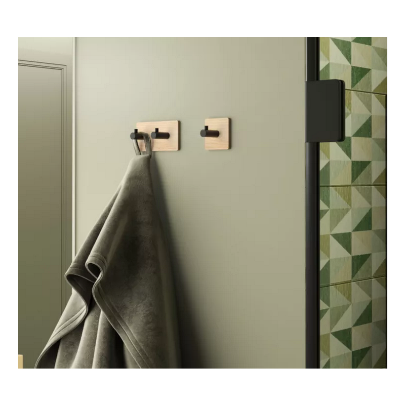 Double square bamboo and black coat rack