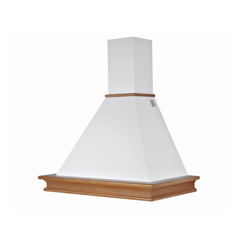Rustic White Kitchen Hood RUSTICHELLA Walnut Inlay 120 cm