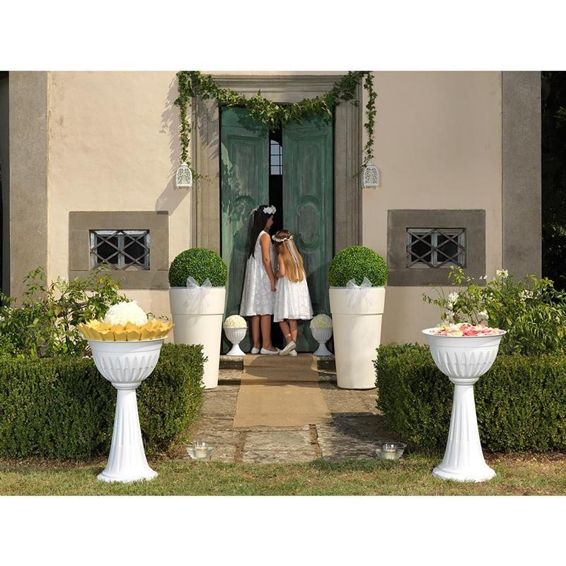 Bama Säule Alba Flowers cm. 43x74,5h beleuchtet. 20 Pflanzgefäße aus weißem Kunststoff 31890