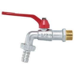 Grifo de bola con portamanguera y palanca roja 1/2" - F-Brico Faidf