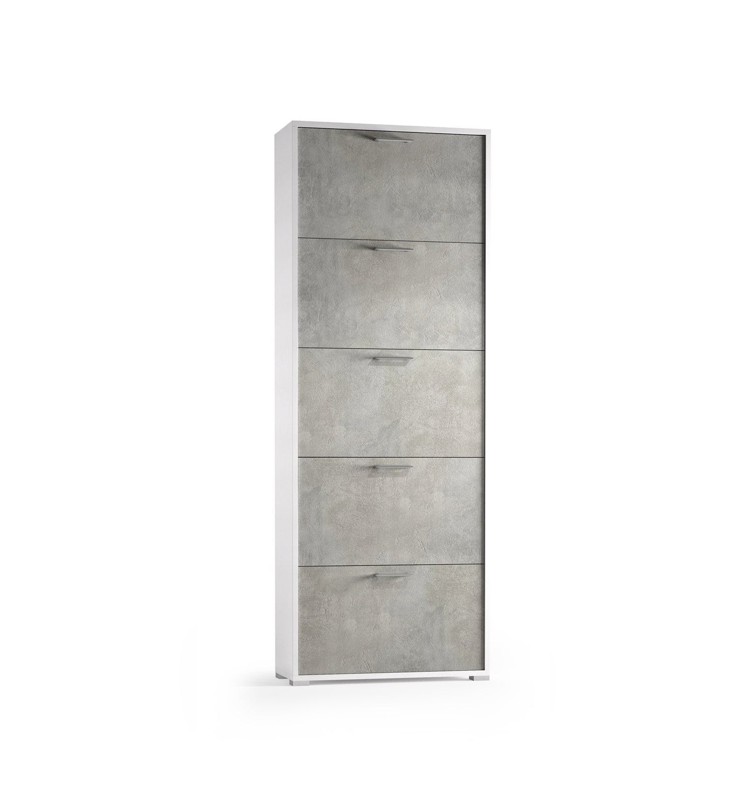 5-Door Shoe Cabinet, Up to 15 Pairs White Cement