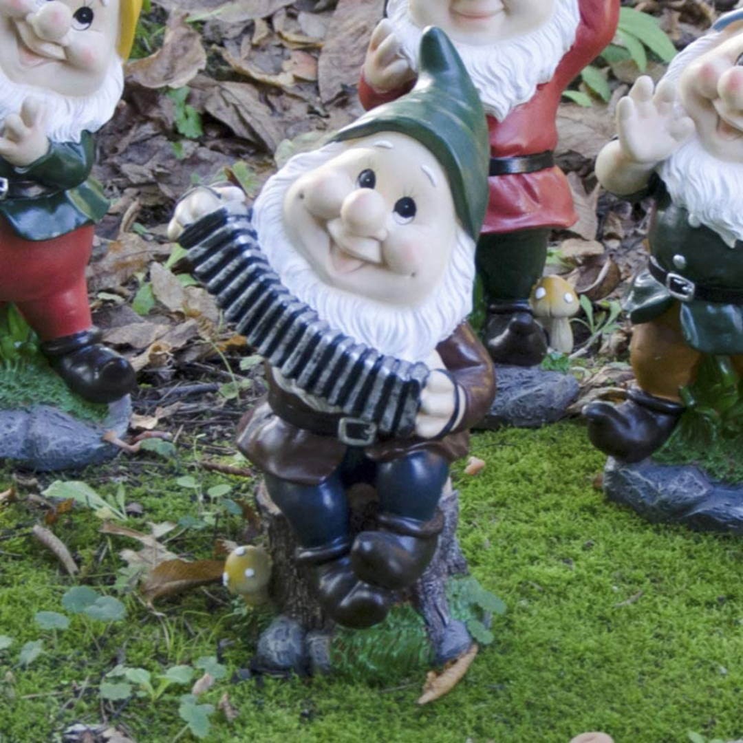 Gartenstatue Zwerg mit Ziehharmonika 16x13,5x28H