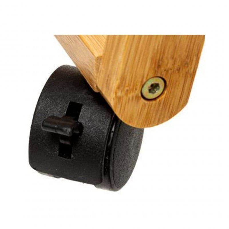 Modern bamboo kitchen trolley with three shelves Mustard with wheels 54,5x35,5x h88 cm