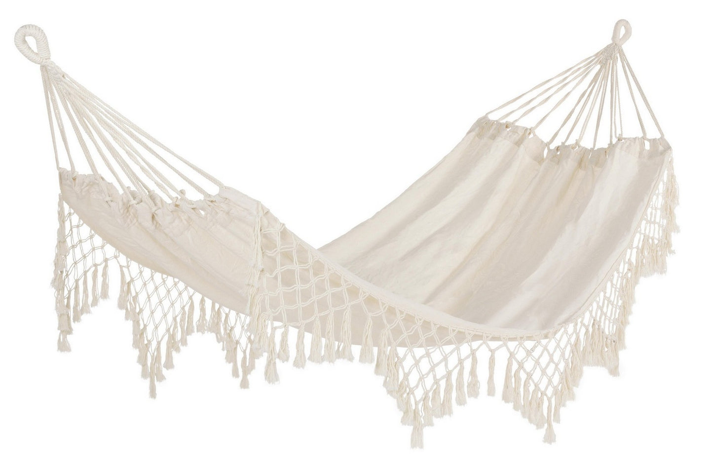 Silla colgante de tela trenzada beige