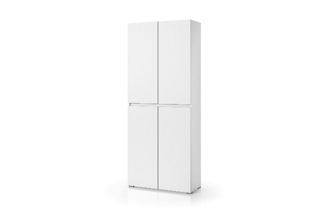 Mueble multiusos 4 puertas, tirador ranurado, 7 estantes regulables, blanco