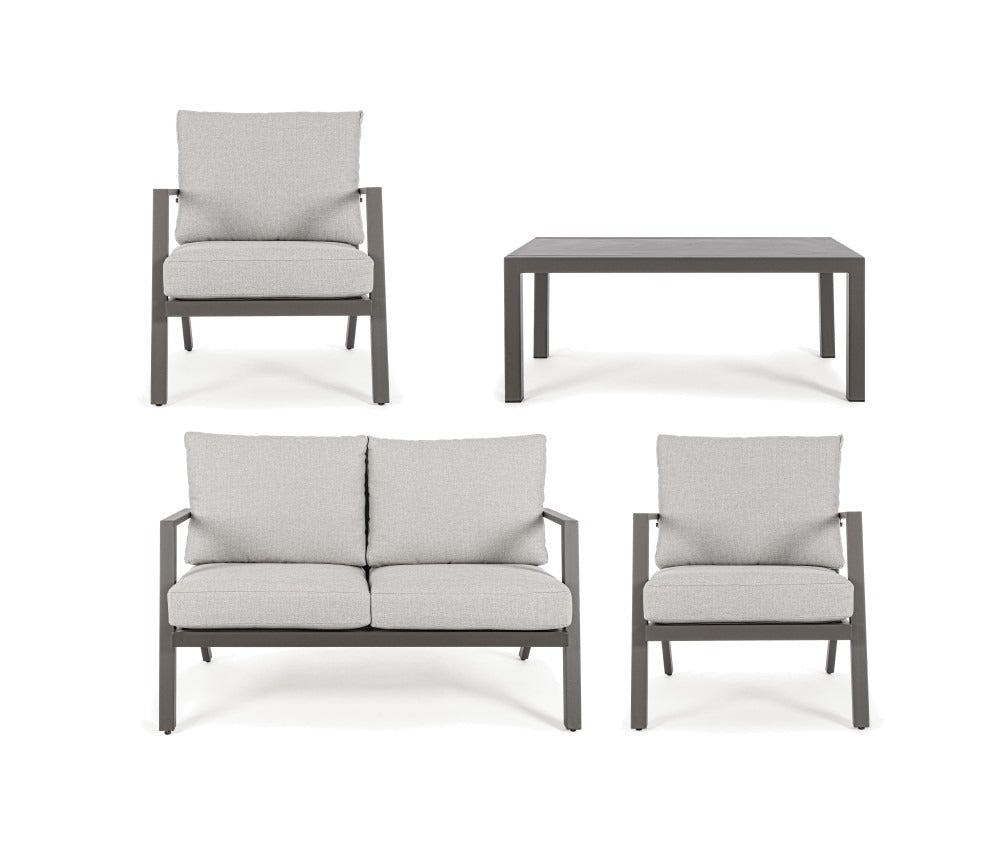 Garten Wohnzimmer in braunem Aluminium mit abnehmbarem Stoffsitz - Harley