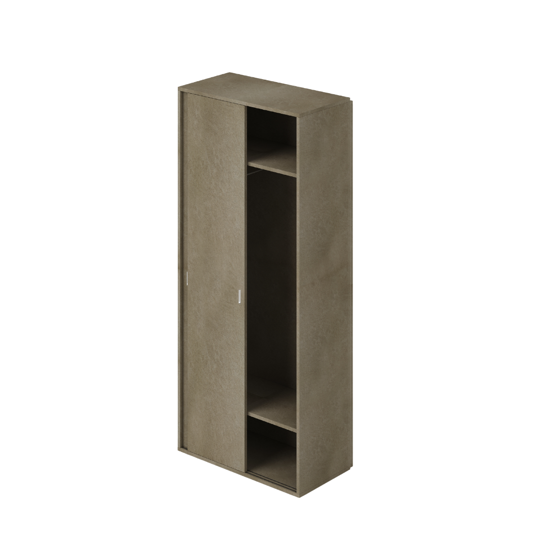 Wardrobe with Sliding Doors in Clay Color and Hanger