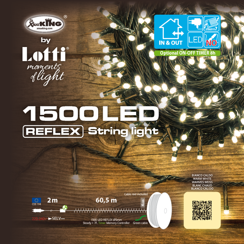 Linearkette 1500 LED warmweiß L 60,5m auf Rolle