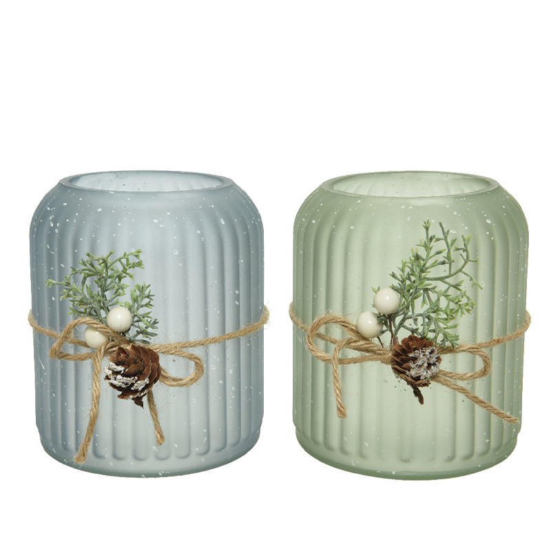 Portavelas de cristal con yute Alt. 13 x Ø 11 cm