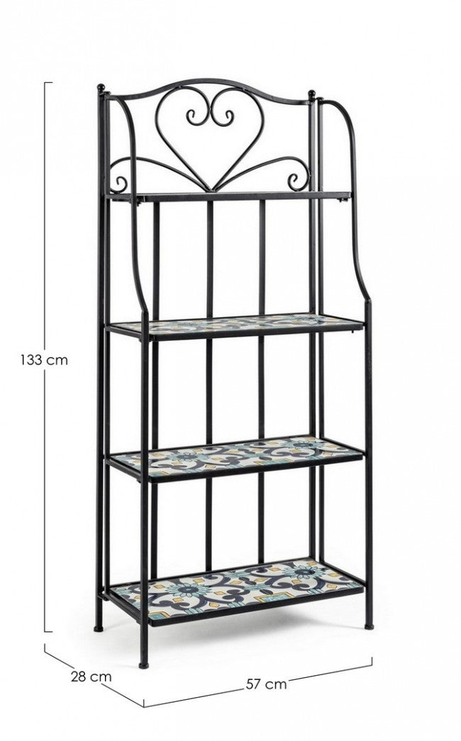 Country style Positano 4-shelf metal bookcase cm 57x28x133h Iperbriko