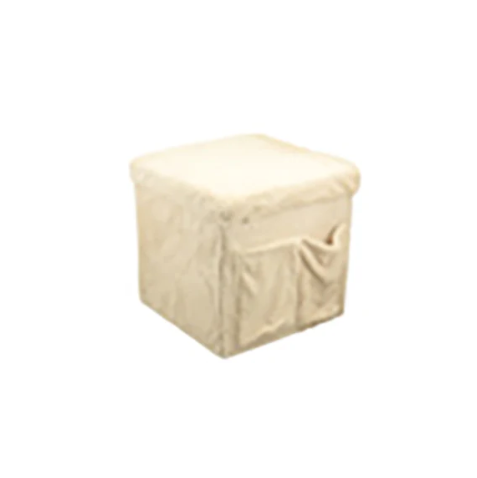 Pouf in synthetic fur 38x38 cm beige