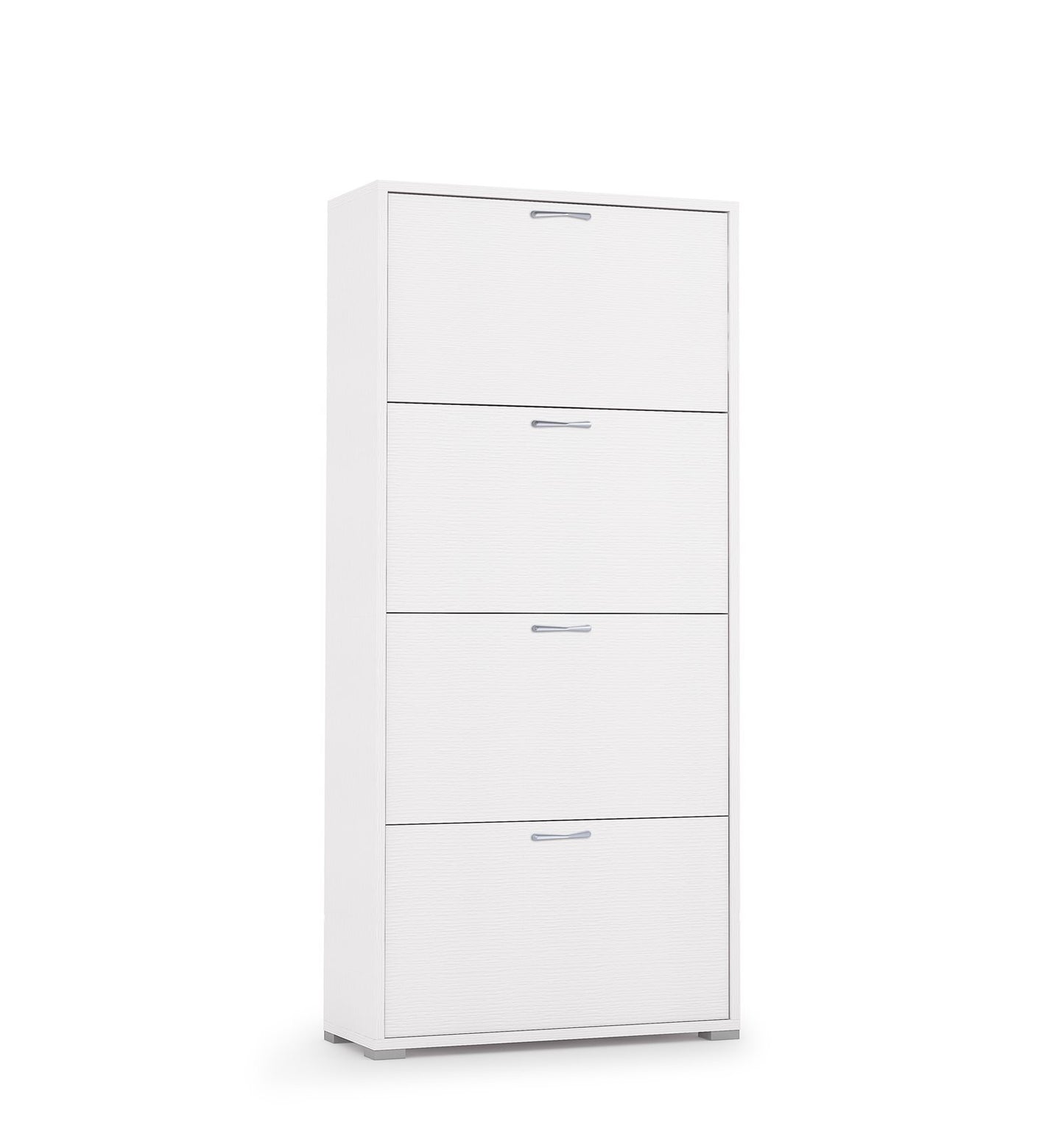 Double Depth Shoe Rack With 4 Doors Up To 18 Pairs Of Shoes white/white