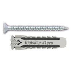 100 STÜCK - 'X1 EVO' Nylondübel mit Spanplattenschraube TPS mm 5x25 und Schraube 4x30 Friulsider