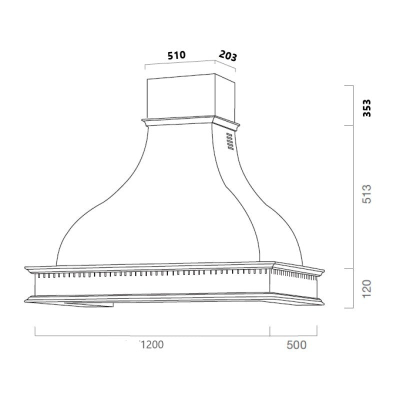 Campana de cocina rústica FAMILY blanca con estructura de madera con incrustaciones 120 cm