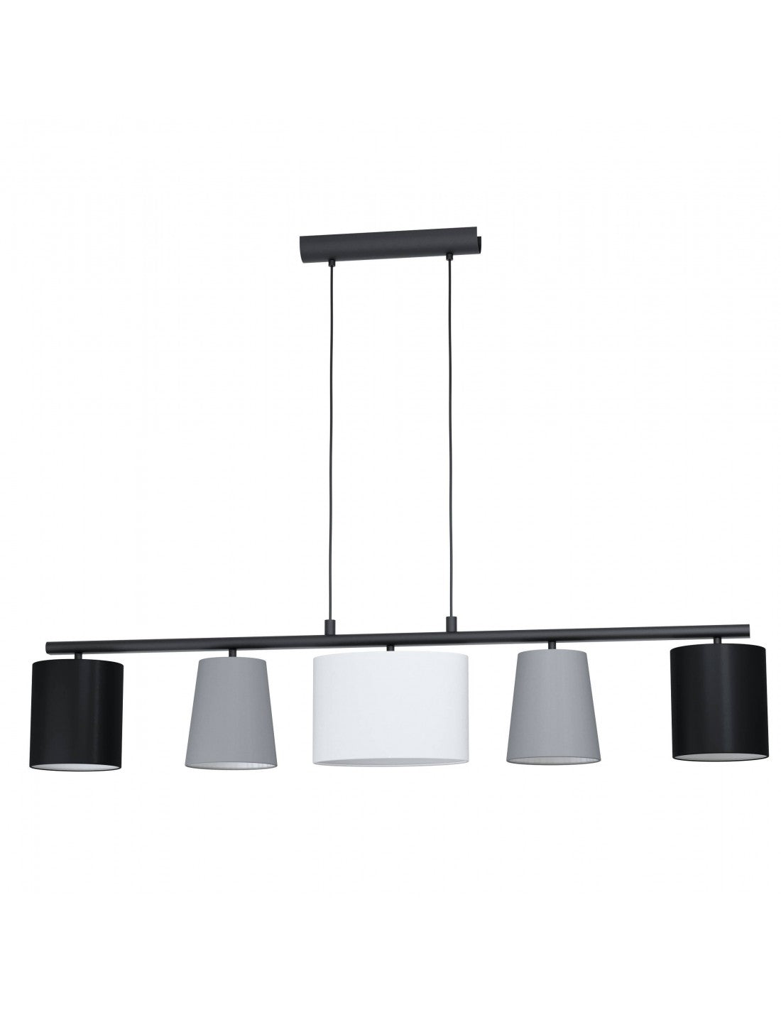 Almeida suspension 5xE14 with Multicolor Assorted Fabric Lampshades of L120 cm Eglo