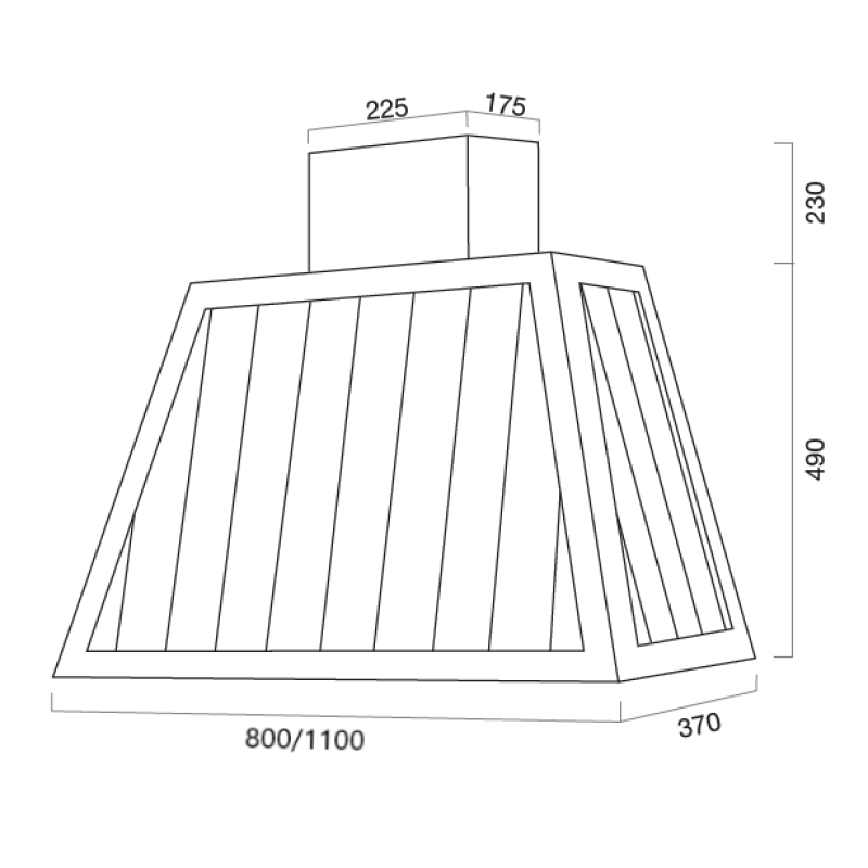 GARAGE METAL extractor hood in burnished stainless steel 80 cm