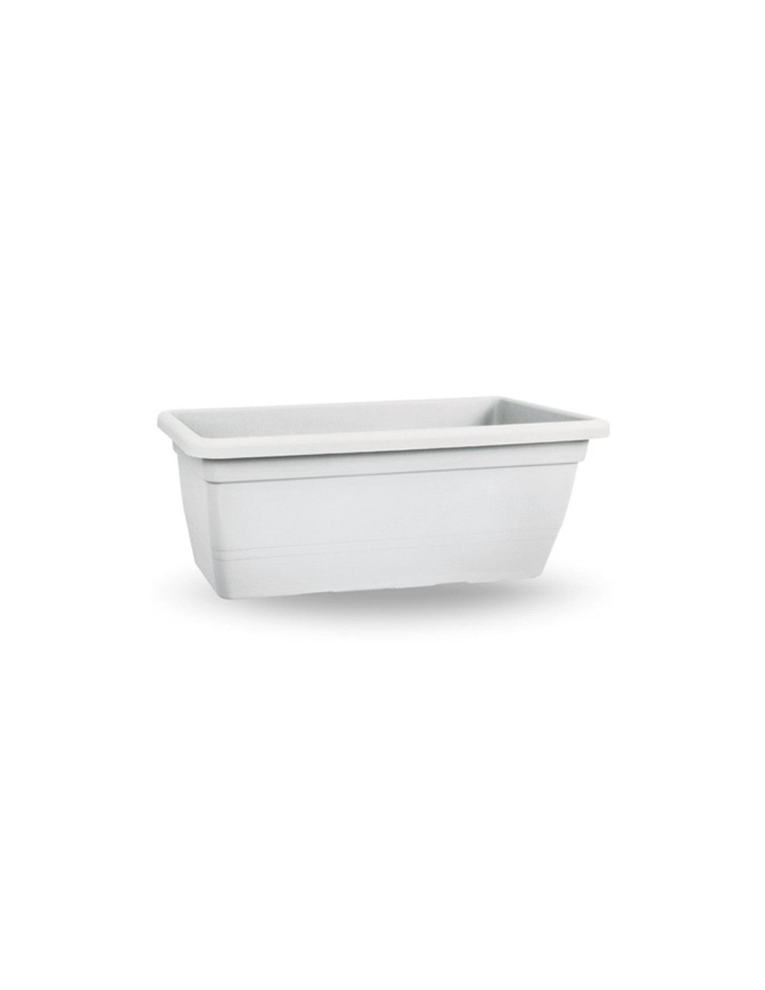 White rectangular planter with saucer