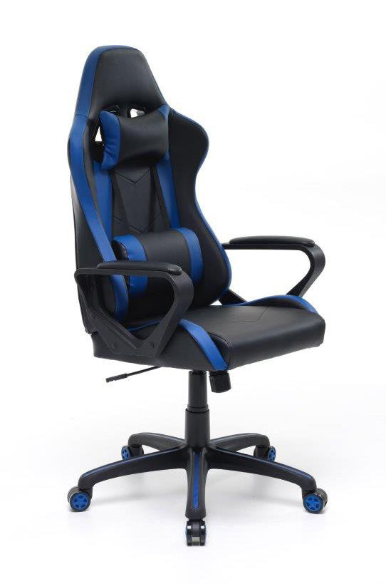Blue professional gaming armchair with non -slip swivel wheels - Dimensions: 63x63xh118 (126) cm