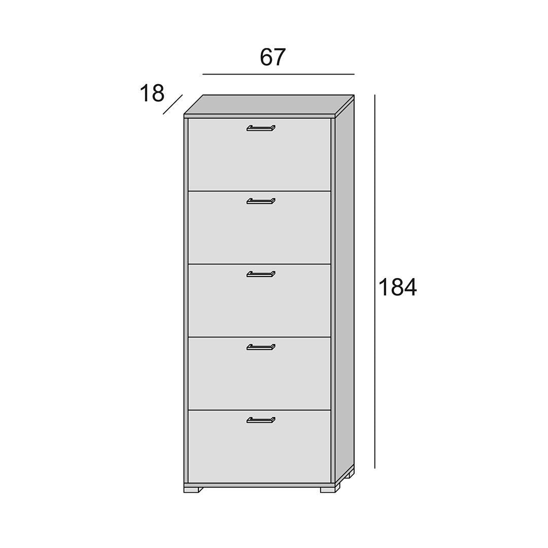 5-Door Shoe Cabinet, Up to 15 Pairs, White Leizu