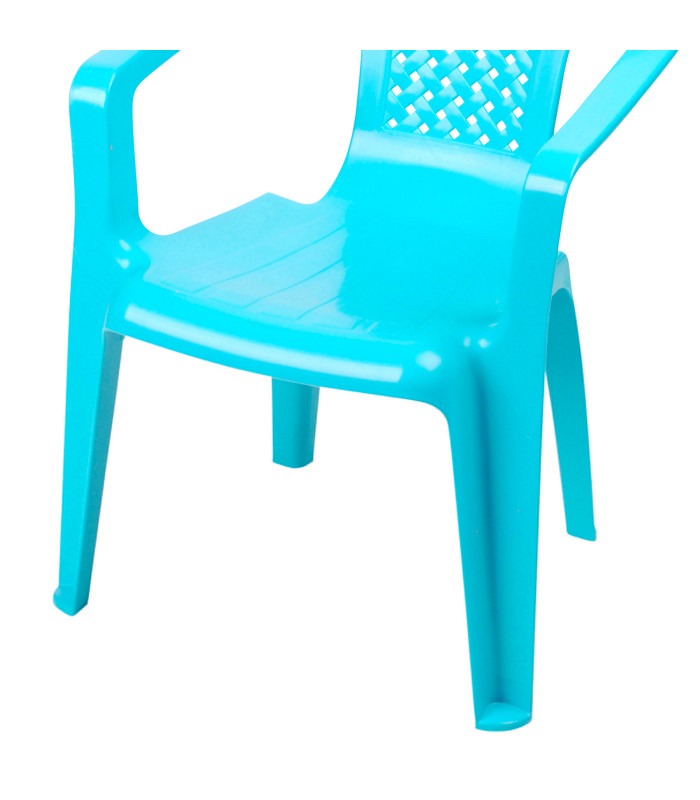 Silla de Jardín para Niños Apilable en Plástico Azul - 52x37x35 cm