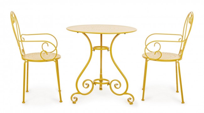 Mesa Etienne Ocra D70 - Acero tratado para exteriores