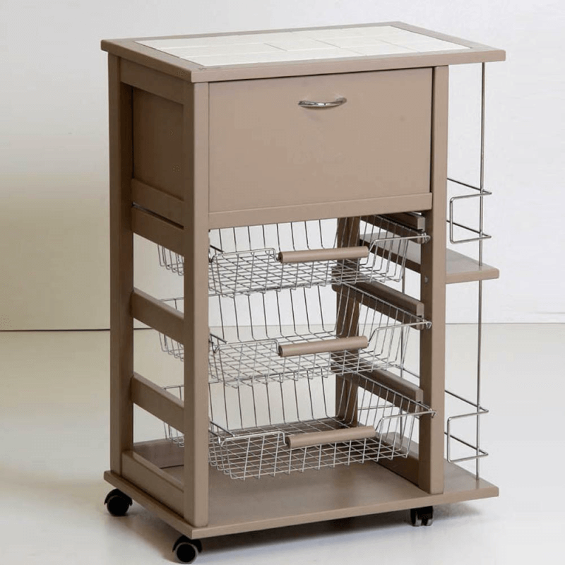 Vesuvio fruit trolley with bread basket and mud bottle holder 85x59x39 cm